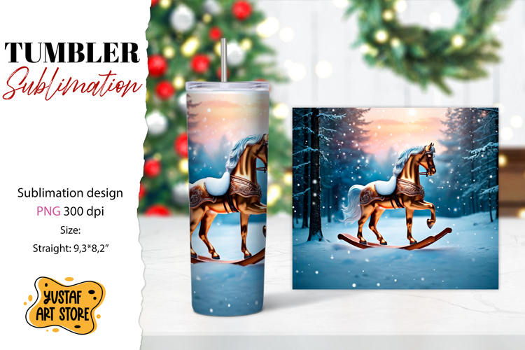 Rocking Horse Christmas Tumbler Sublimation