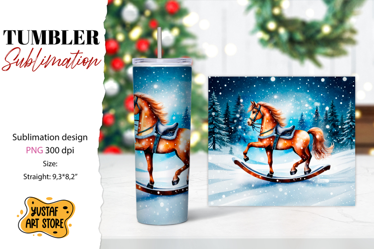 Rocking Horse Christmas Tumbler Sublimation