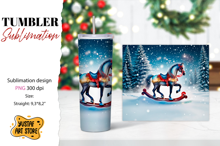 Rocking Horse Christmas Tumbler Sublimation