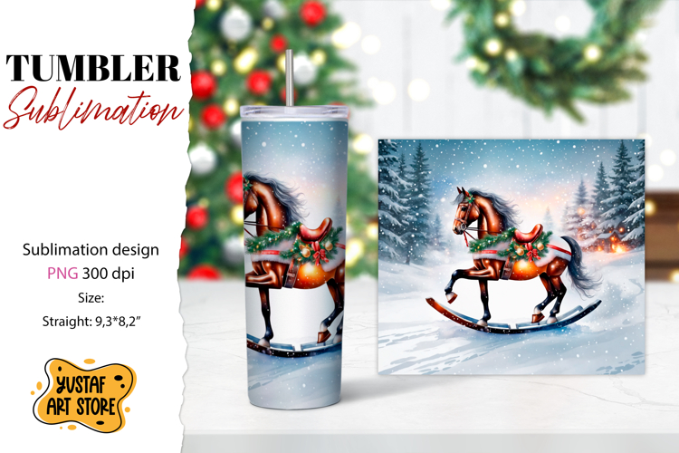 Rocking Horse Christmas Tumbler Sublimation