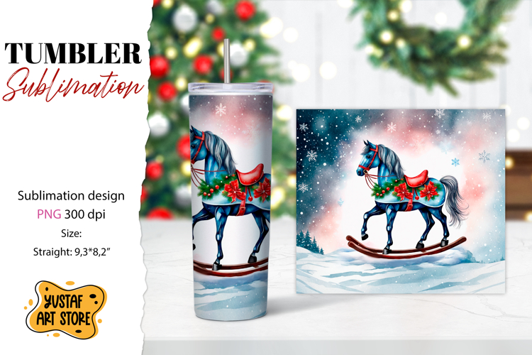 Rocking Horse Christmas Tumbler Sublimation
