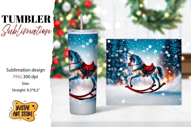 Rocking Horse Christmas Tumbler Sublimation