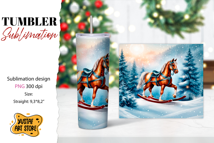 Rocking Horse Christmas Tumbler Sublimation