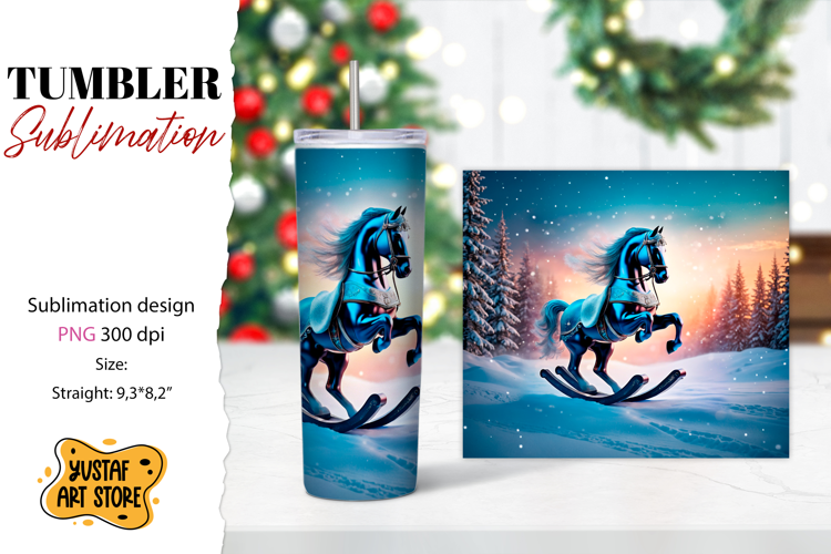 Rocking Horse Christmas Tumbler Sublimation