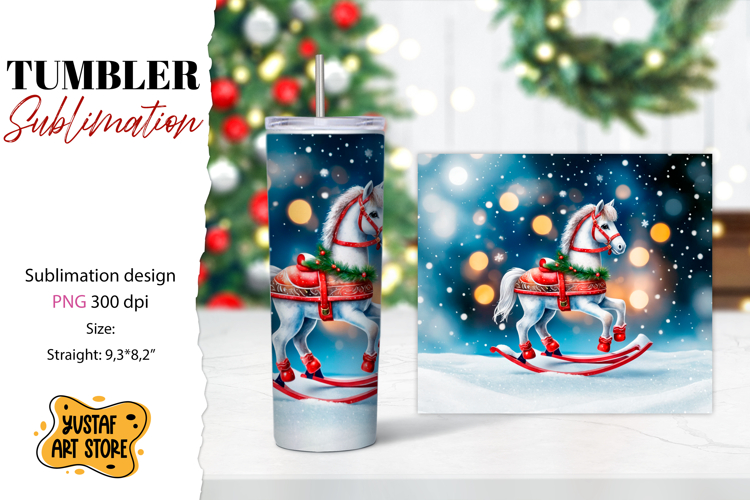 Rocking Horse Christmas Tumbler Sublimation