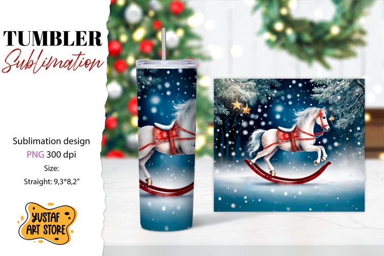 Rocking Horse Christmas Tumbler Sublimation