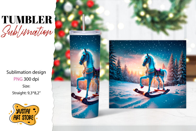 Rocking Horse Christmas Tumbler Sublimation example image 1