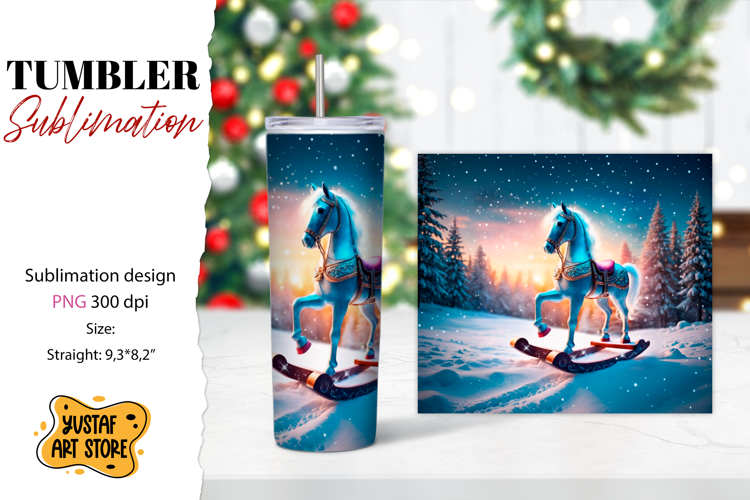 Rocking Horse Christmas Tumbler Sublimation
