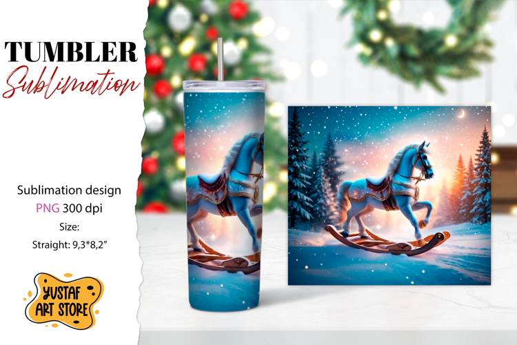Rocking Horse Christmas Tumbler Sublimation
