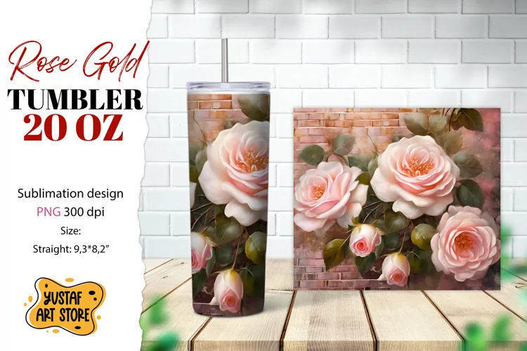 Rose tumbler. Rose flowers tumbler sublimation