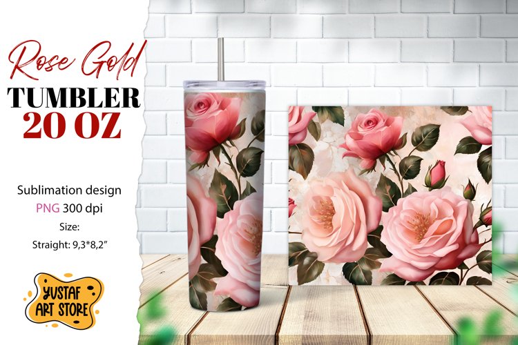 Rose tumbler. Rose flowers tumbler sublimation example image 1