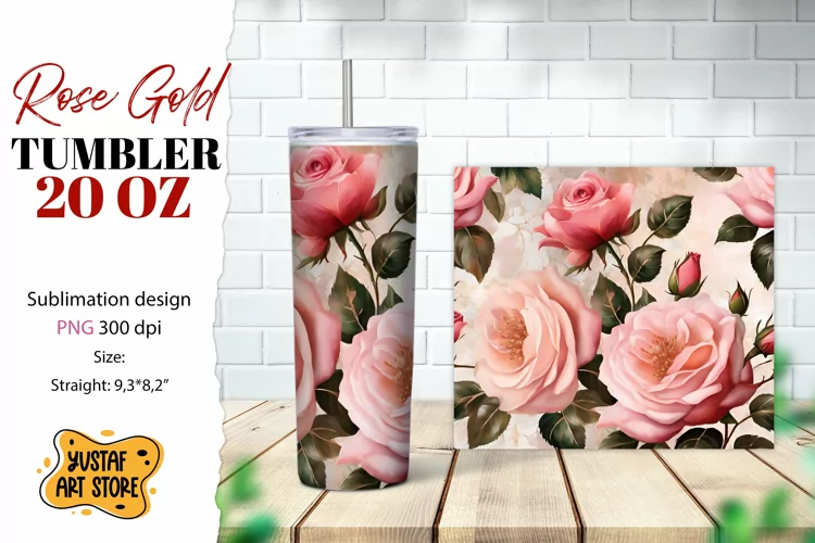 Rose tumbler. Rose flowers tumbler sublimation