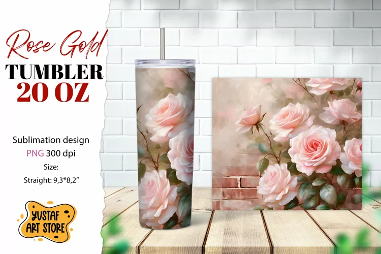 Rose tumbler. Rose flowers tumbler sublimation