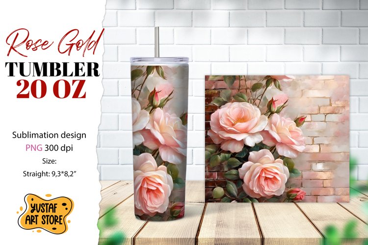 Rose tumbler. Rose flowers tumbler sublimation example image 1
