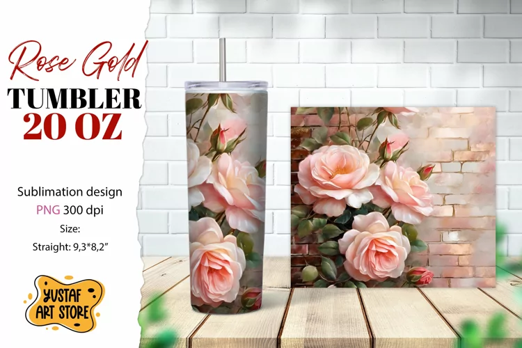 Rose tumbler. Rose flowers tumbler sublimation