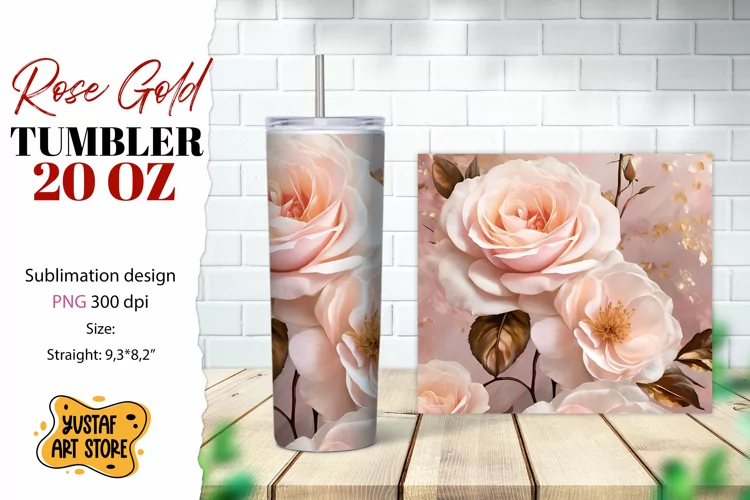 Rose tumbler. Rose flowers tumbler sublimation