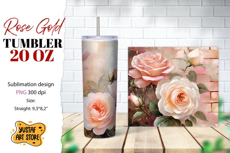 Rose tumbler. Rose flowers tumbler sublimation example image 1