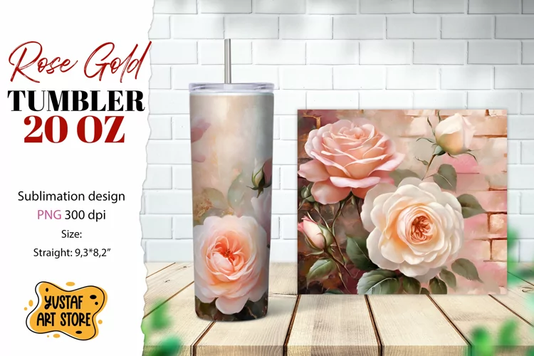 Rose tumbler. Rose flowers tumbler sublimation