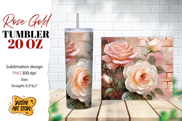 Rose tumbler. Rose flowers tumbler sublimation example image 1