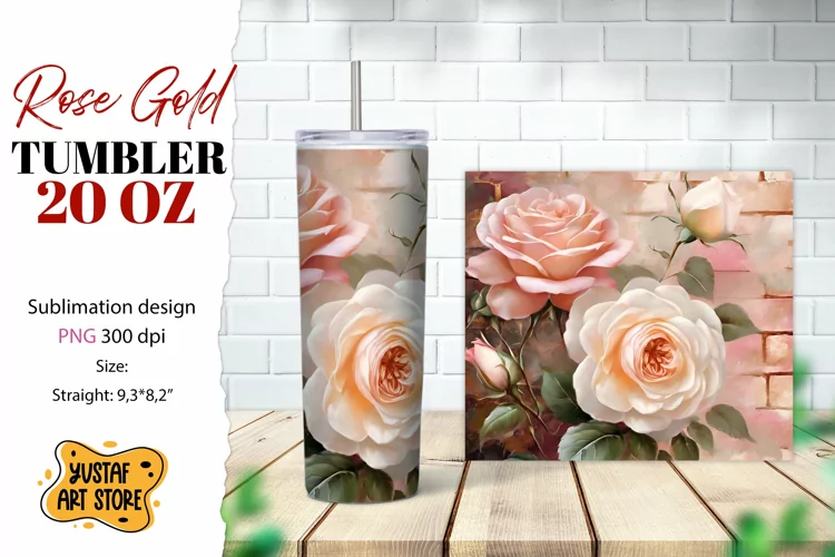 Rose tumbler. Rose flowers tumbler sublimation