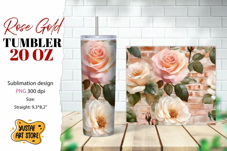 Rose tumbler. Rose flowers tumbler sublimation
