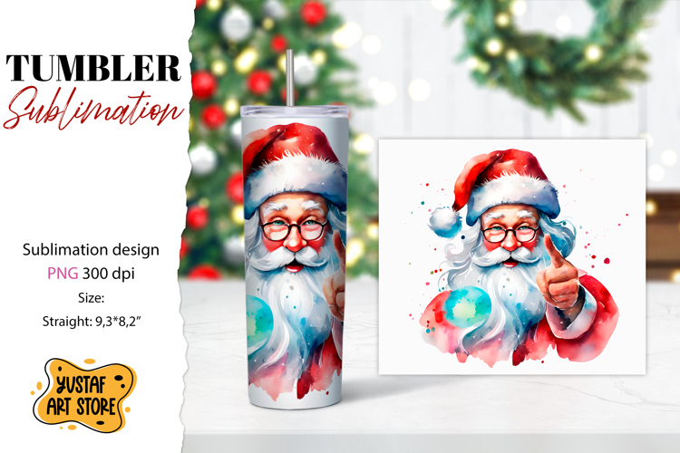 Christmas tumbler sublimation.Santa Claus tumbler