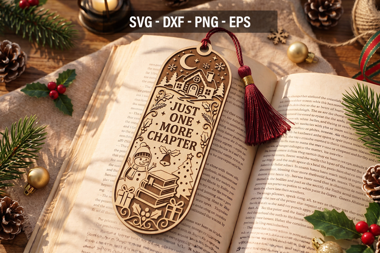 Christmas Bookmark SVG, Just One More Chapter SVG, Book Love