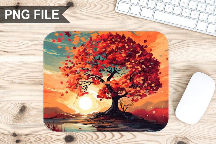 Autumn Tree Sublimation Mouse Pad PNG Design
