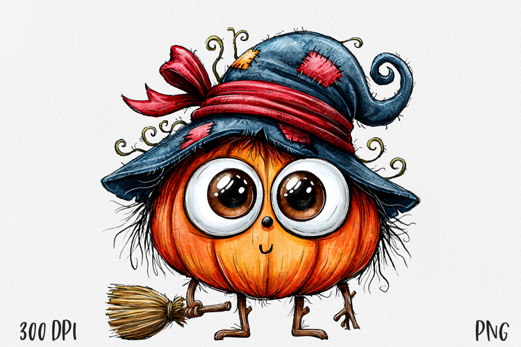 Halloween Pumpkin PNG, Witch Hat Sublimation Clipart