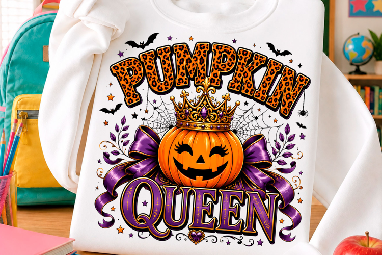 Pumpkin Queen Leopard Halloween PNG