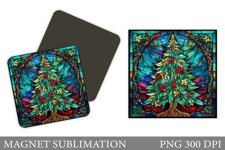 Christmas Tree Keychain. Stained Glass Christmas Keychain example image 1