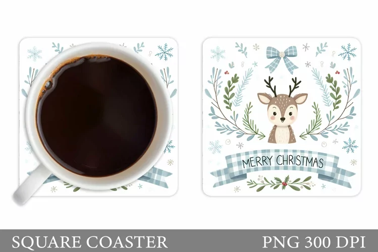 Christmas Deer Coaster Design. Christmas Coaster Sublimation