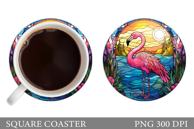 Stained Glass Flamingo Coaster. Flamingo Coaster Design