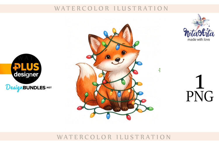 Illustration of a cute Christmas fox example image 1