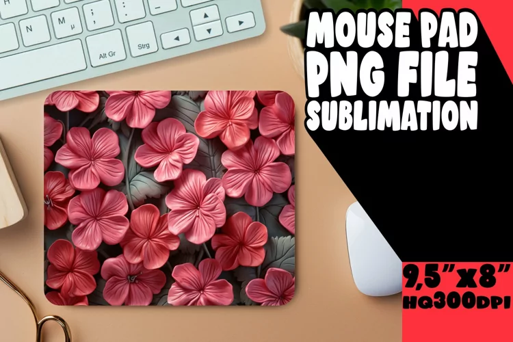 Experience 3D Floral Magic on Mouse Pad