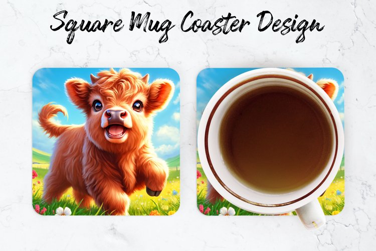 Highland Cow Mug coaster | Coaster | Sublimation Design