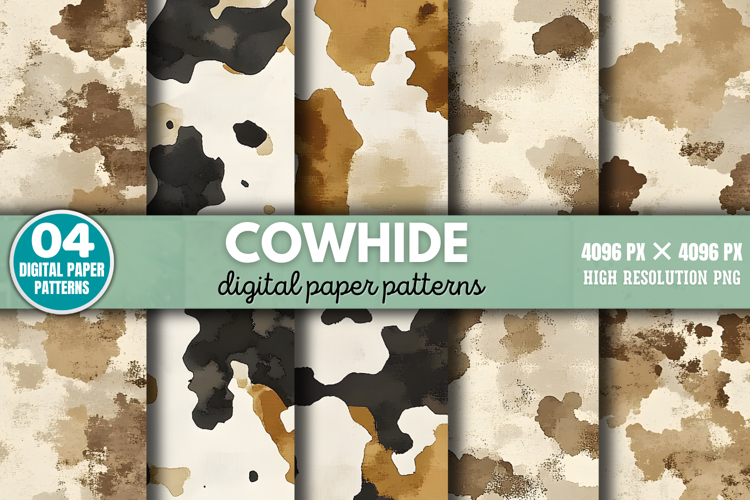 Cowhide Digital Paper Background PNG