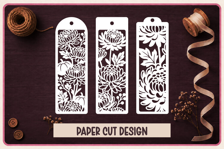 3 Autumn Paper Cut Bookmarks SVG example image 1