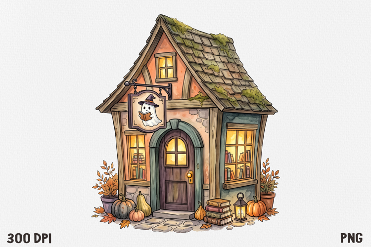 Whimsical Fantasy Cottage Clipart PNG, Autumn Shop House.