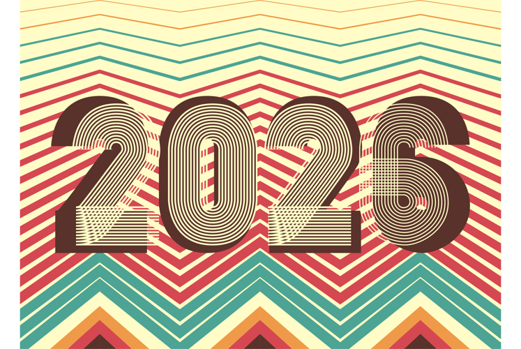 Retro cover background with 2026 numbers on pastel colors