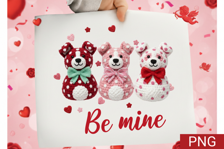 Be Mine Valentine Sublimation PNG Retro Cupid with Pink Bows