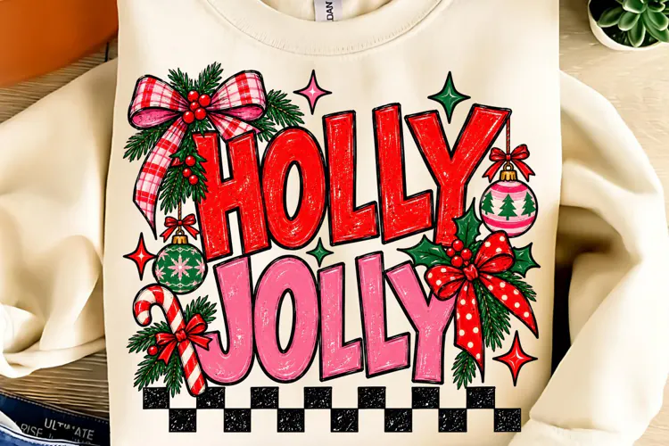 Holly Jolly PNG, Preppy Merry Coquette Christmas PNG