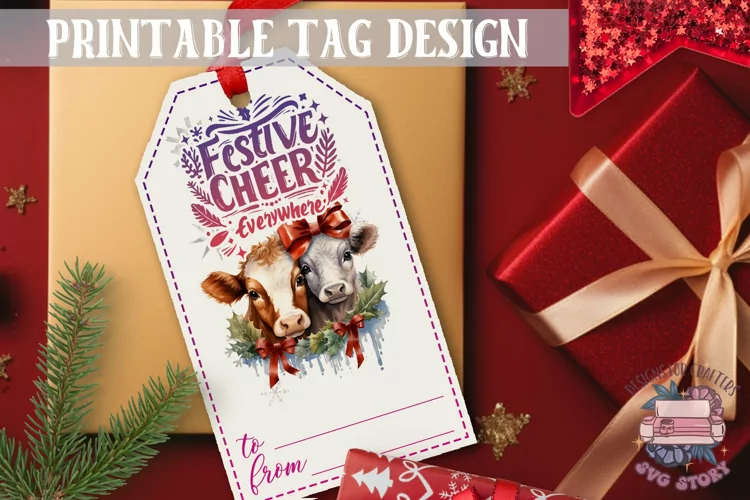Watercolor Christmas Gift Tag Christmas Ornaments PNG Cheer