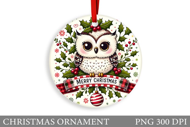 Christmas Owl Christmas Ornament. Christmas Owl Sublimation example image 1