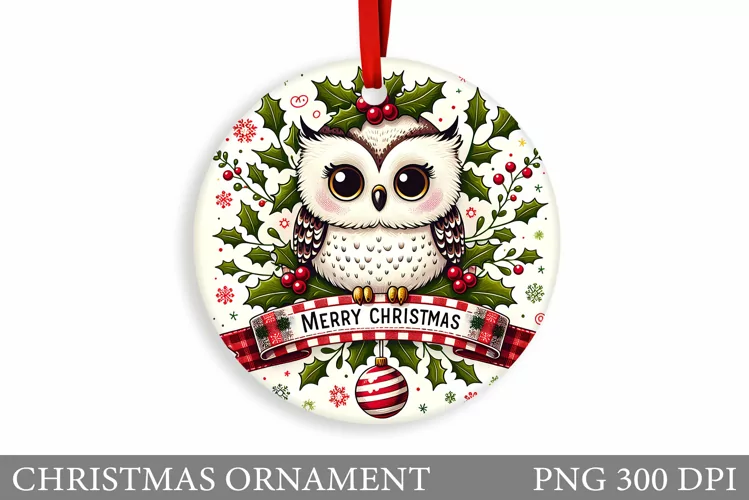 Christmas Owl Christmas Ornament. Christmas Owl Sublimation