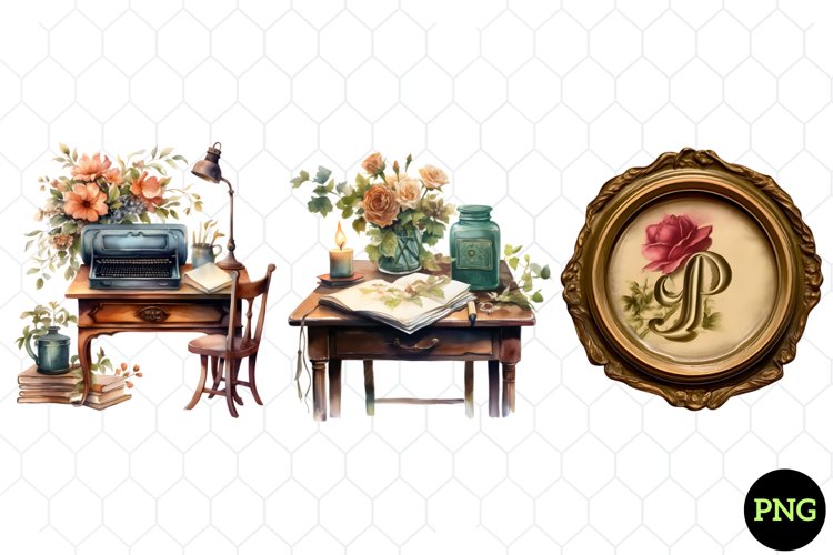 Vintage Floral Writing Clipart