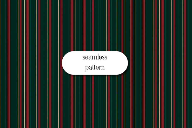 Dark Green Red and Gold Seamless Vertical Striped Pattern
