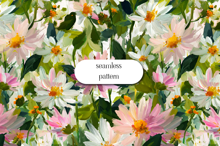 Vibrant Hand-Painted Floral Seamless Pattern Design