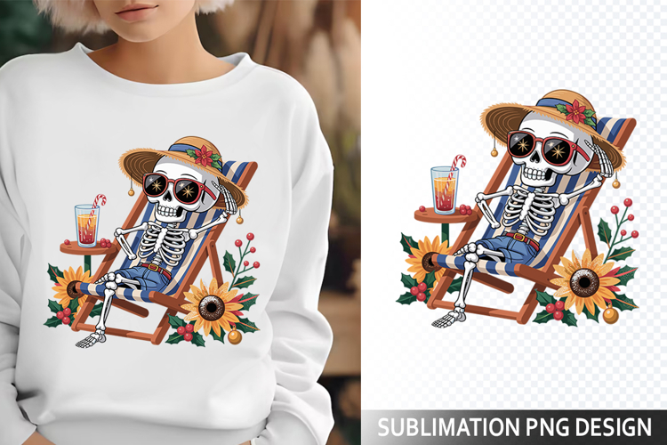 Funny Summer Skeleton Illustration - Sublimation PNG Design