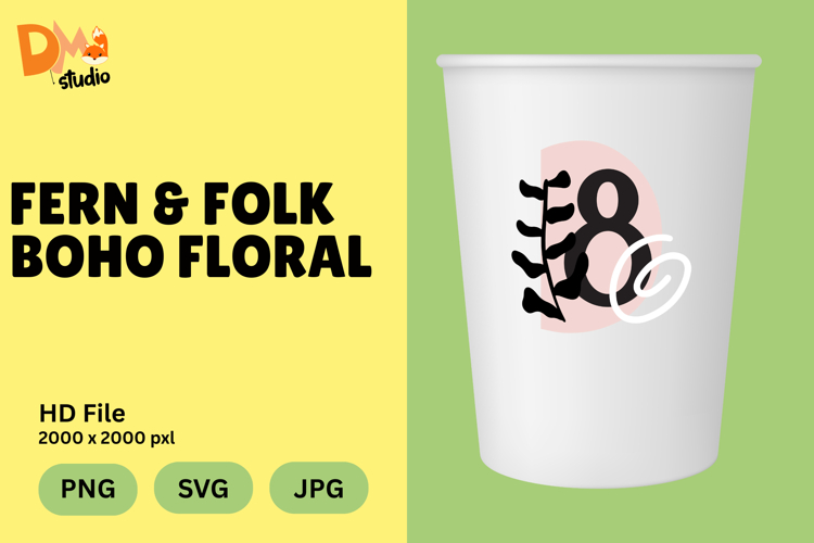 Fern   Folk Boho Floral Monogram